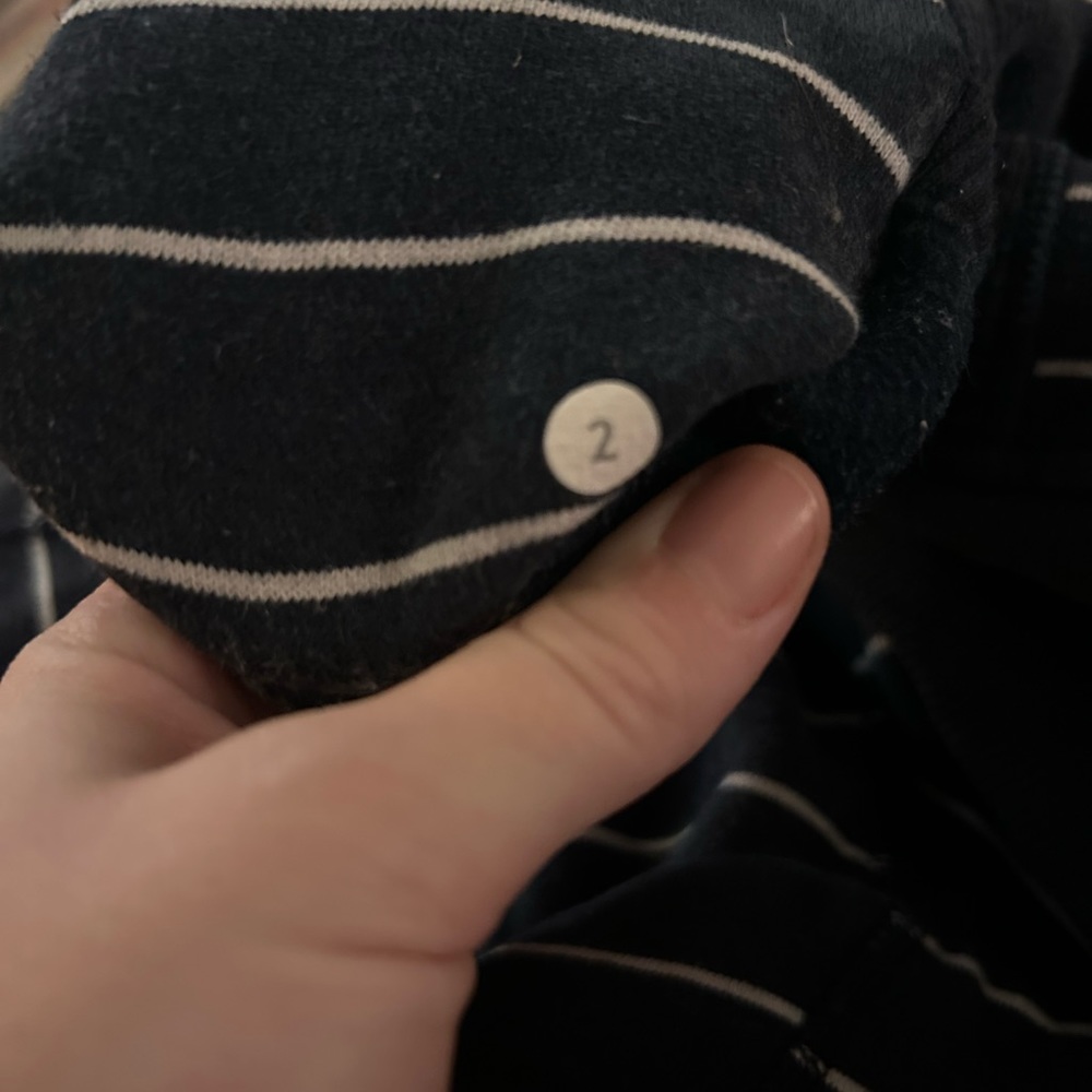Size 2 lululemon scuba. Navy/white striped